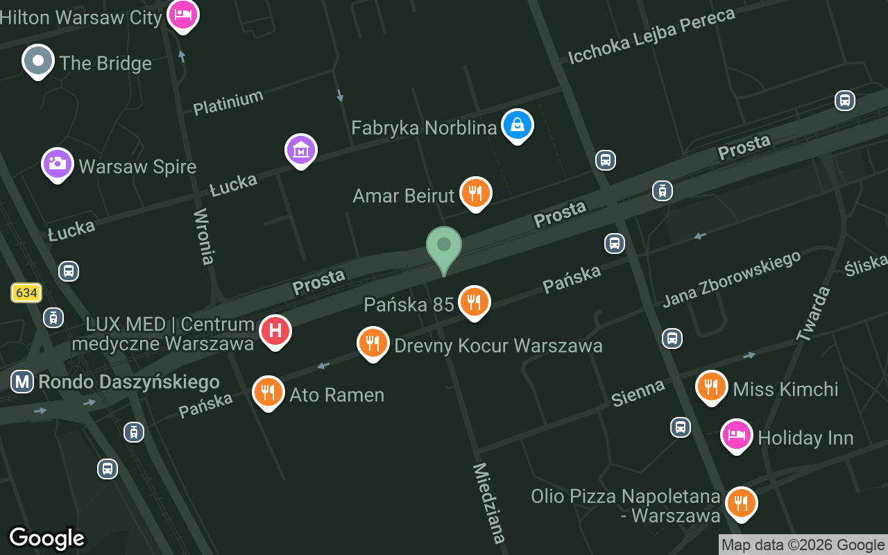 Mapa z lokalizacją Centrum Rehabilitacji „Pomoc" przy ul. Pańskiej 96 w Warszawie